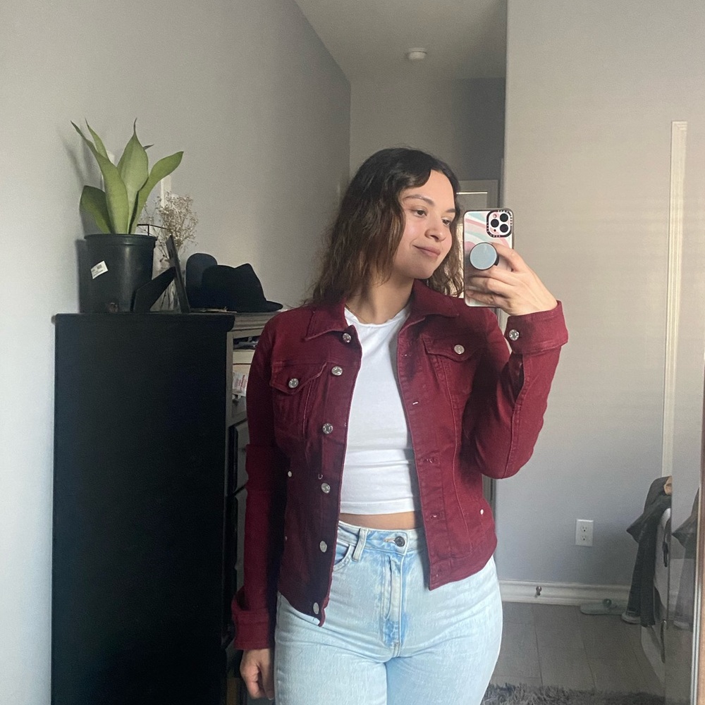 Guess Burgundy Denim Jacket